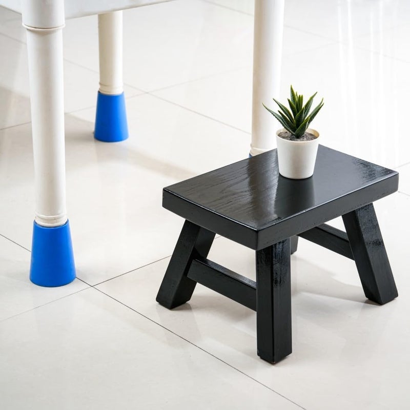 XDSTOOL Small Stool Wooden Step Stool Footstool Solid Wood 8 inch for Kids Adults Plant Stand Fishing Stool (Black) - Image 4